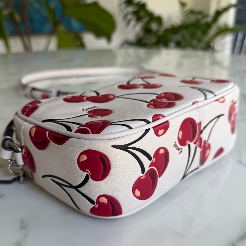 Coach Mini Jamie Camera Bag With Cherry Print Crossbody Chalk Leather CAB04 - Picture 7 of 16